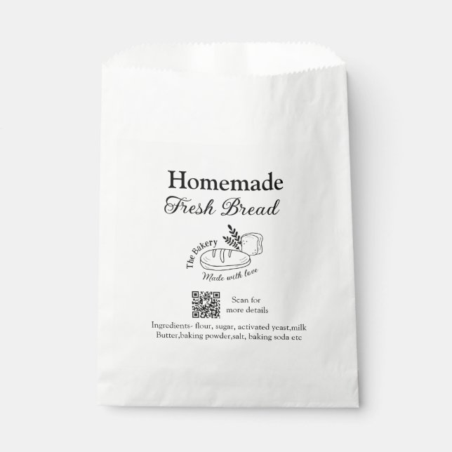 Fresh bread bakery add name ingredients Q r code h Favor Bag (Front)
