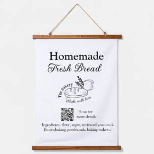 Fresh bread bakery add name ingredients Q r code h Hanging Tapestry