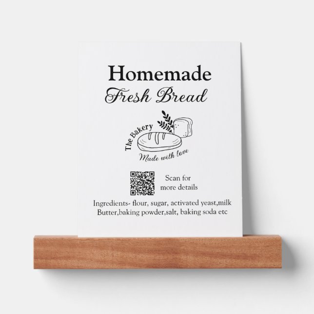 Fresh bread bakery add name ingredients Q r code h Picture Ledge (Front)