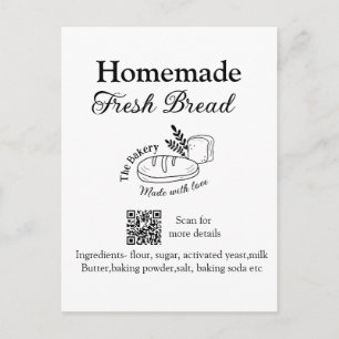 Fresh bread bakery add name ingredients Q r code h Postcard