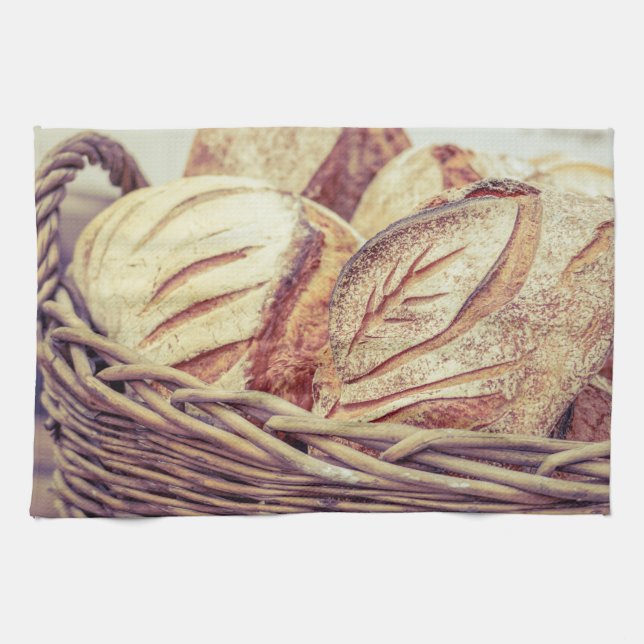 Fresh Bread Basket Kitchen Towel (Horizontal)