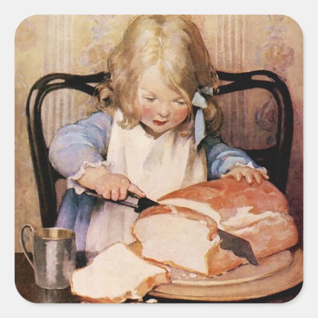 Fresh Bread by Jessie Willcox Smith Square Sticker (Front)