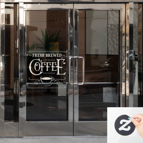 Fresh Brewed Coffee Business Window Cling