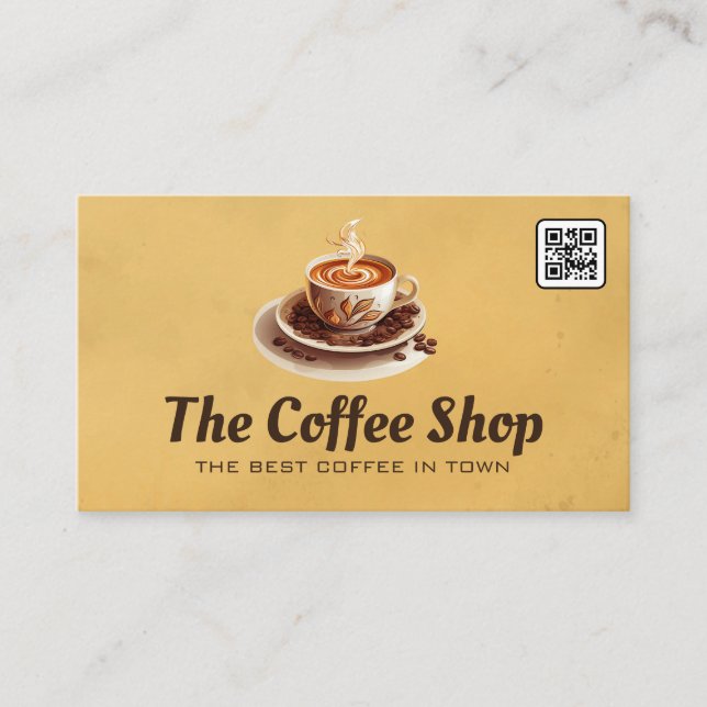 Fresh Brewed Coffee Cup and Saucer Business Card (Front)