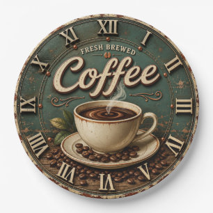 Fresh Brewed Coffee Rustic Farmhouse Paper Plates