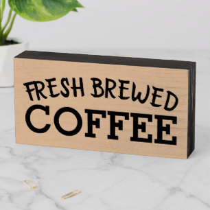 FRESH BREWED COFFEE RUSTIC WOOD KITCHEN SIGN