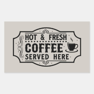 Fresh brewed coffee word art rectangular sticker