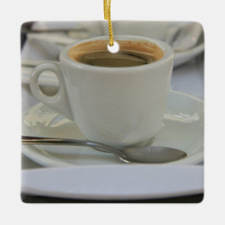 Fresh brewed espresso ceramic ornament