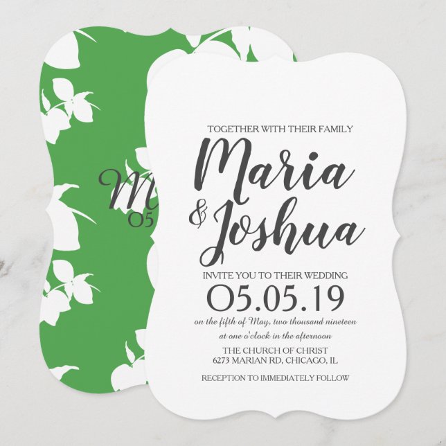 Fresh Bright Green Lemon Silo Pattern Wedding Invitation (Front/Back)
