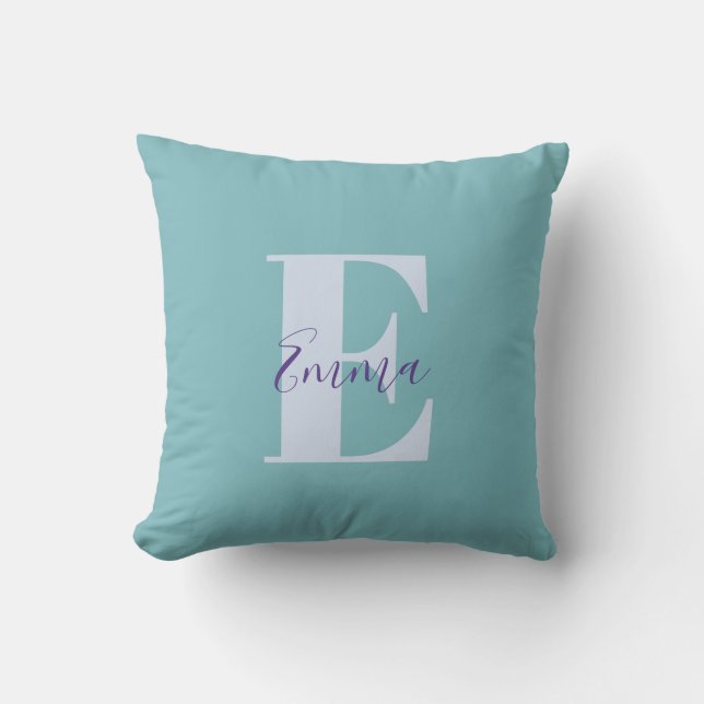 Fresh Bright Mug with Monogram Inspirational  Throw Pillow (Front)
