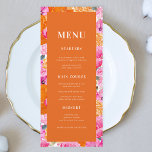 Fresh Bright Pink and Orange Floral Bloom Wedding Menu<br><div class="desc">This elegant wedding menu featuring custom text,  fun and bright floral and orange background would make a wonderful addition to your party! Easily change the text by clicking on the "personalize this template" option.</div>