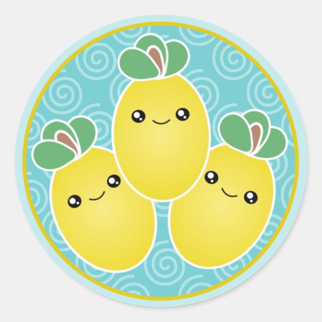 Fresh Bunch Of Lemons Kawaii Stickers (Front)