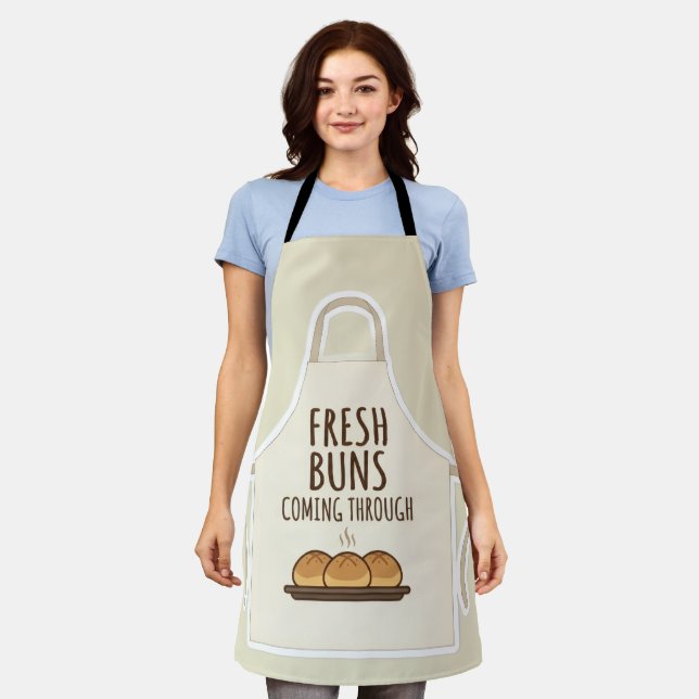 Fresh Buns Coming Through Funny Bakery Apron (Worn)