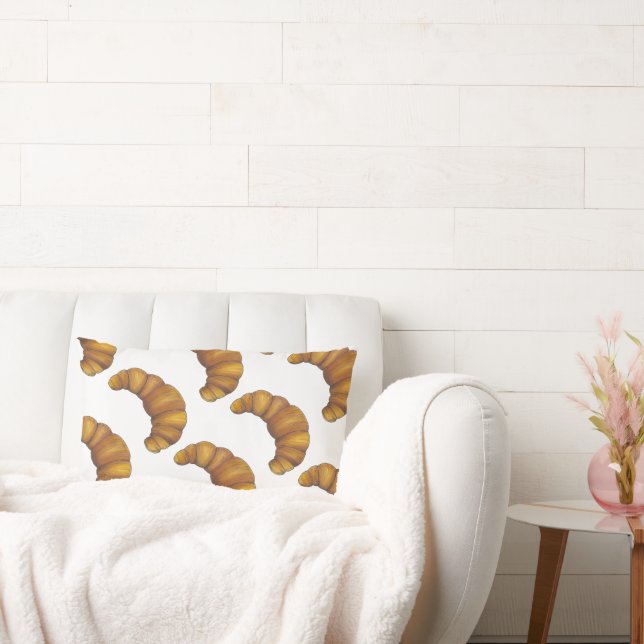 Fresh Buttery Croissants Baked Goods French Pastry Lumbar Pillow (Couch)