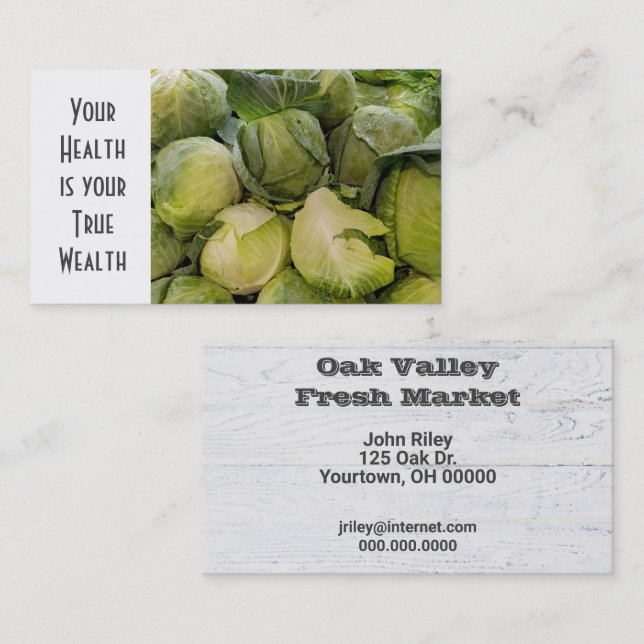 Fresh Cabbage At The Market Business Card (Front/Back)