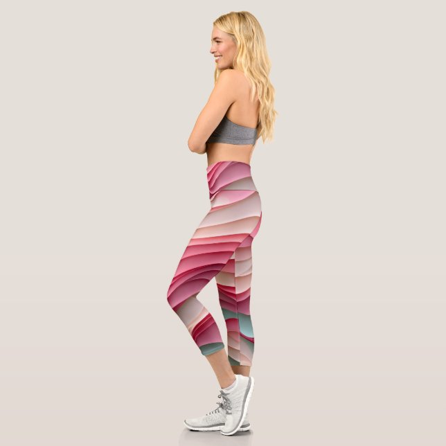 Fresh Candy Colored Waves Capri Leggings (Left)
