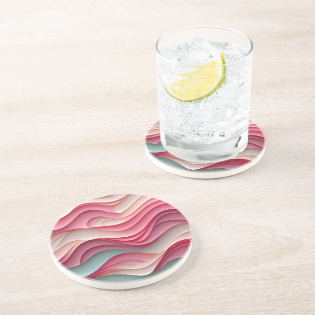 Fresh Candy Colored Waves Coaster (Side)