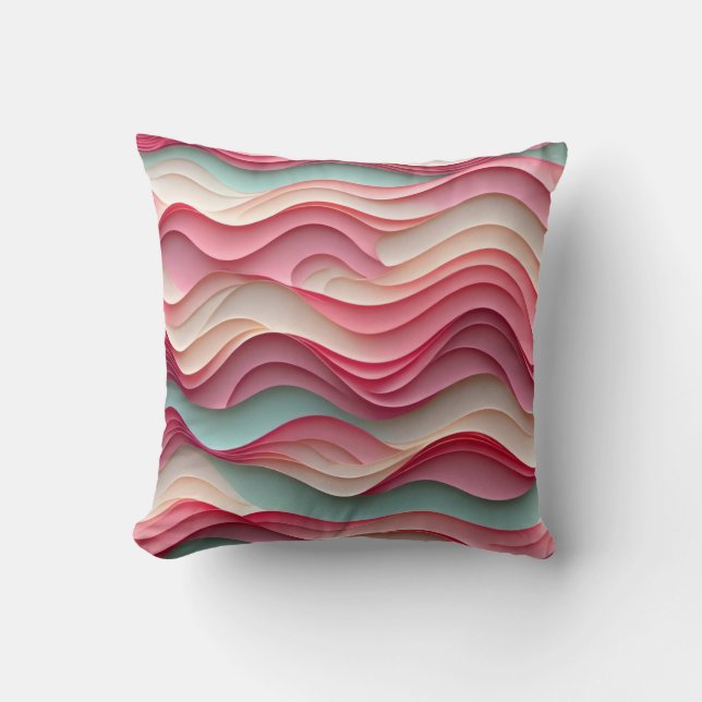 Fresh Candy Colored Waves Throw Pillow (Front)
