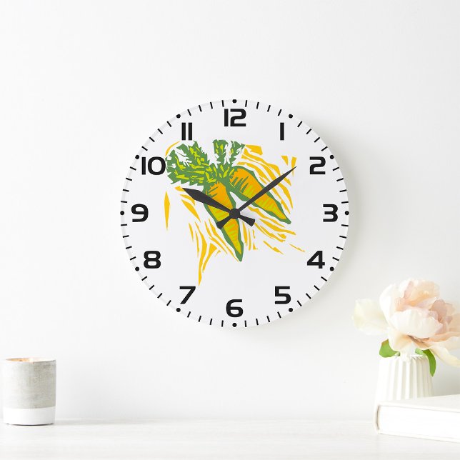 Fresh Carrot Colorful Vegetable Art Large Clock (Creator Uploaded)