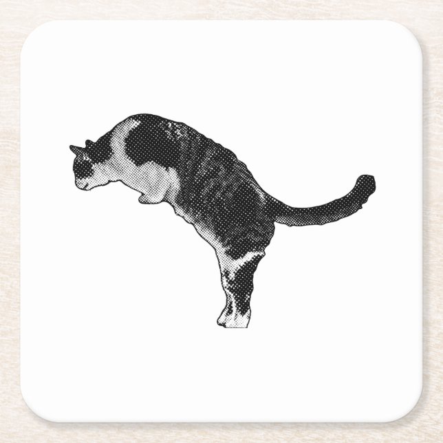 Fresh Cat Energy Square Paper Coaster (Front)