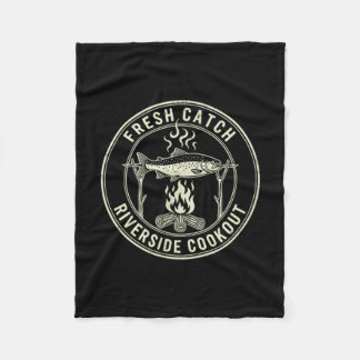 Fresh catch riverside cookout fishing angler fleece blanket