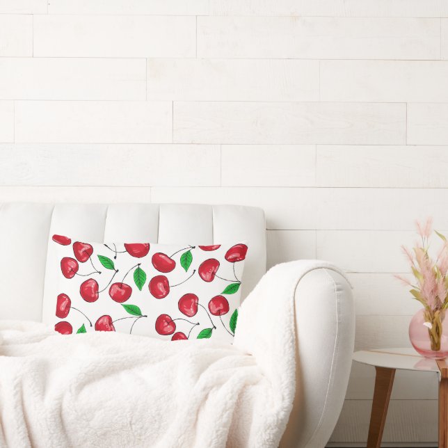 Fresh cherries pattern lumbar pillow (Couch)
