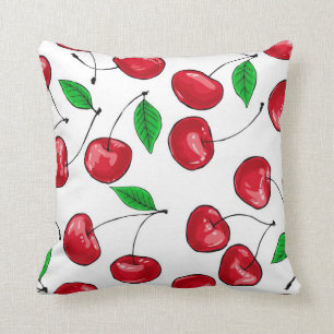 Fresh cherries pattern throw pillow