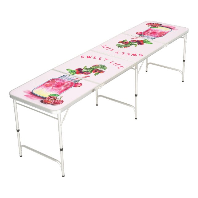 Fresh Cherry Drink Beer Pong Table Custom Text (Angled)