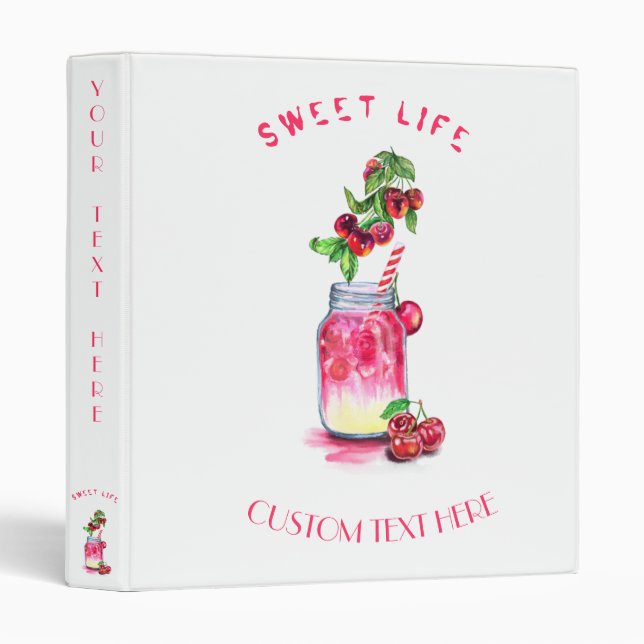 Fresh Cherry Drink Binder with Custom Text (Front/Spine)