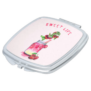 Fresh Cherry Drink Compact Mirror Your Text