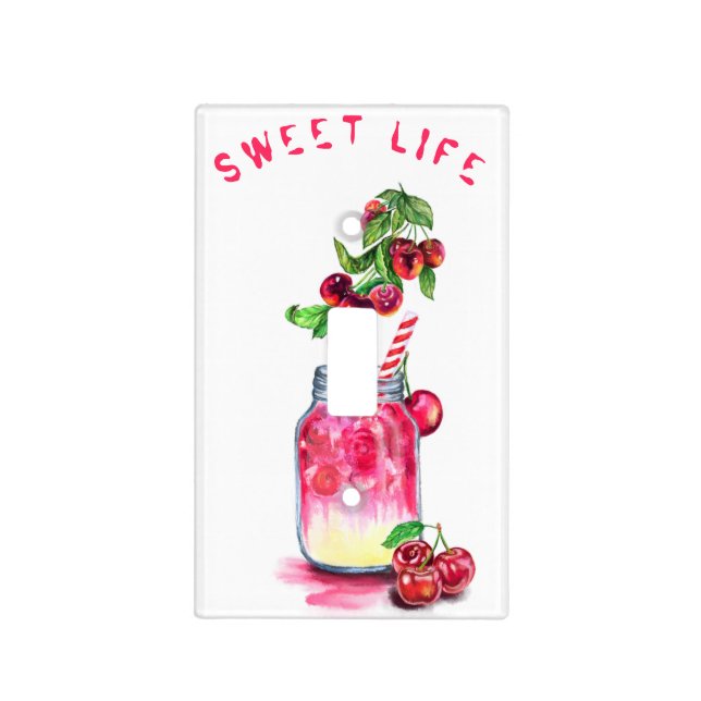 Fresh Cherry Drink Light Switch Cover Custom Text (Front)