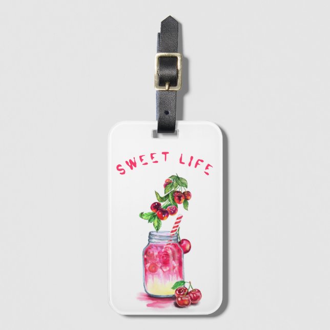 Fresh Cherry Drink Luggage Tag (Front Vertical)