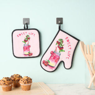 Fresh Cherry Drink Oven Mitt & Pot Holder Set