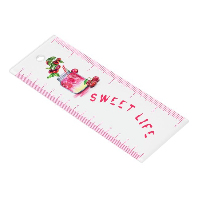 Fresh Cherry Drink Ruler - Custom Text (Angled)