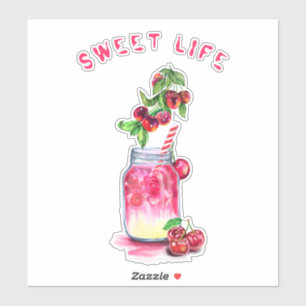Fresh Cherry Drink Stickers - Custom Text