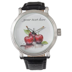 Fresh Cherry Trio in Watercolor, custom Watch