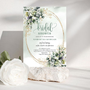 Fresh Chic Green Gold Boho Bridal Shower Invitatio Invitation