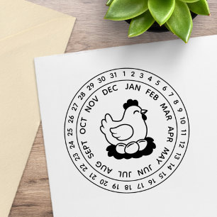 Fresh Chicken Eggs Carton Date Wheel Rubber Stamp