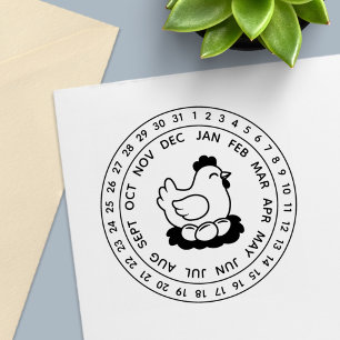 Fresh Chicken Eggs Carton Date Wheel Self-inking Stamp
