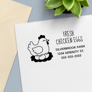 Fresh Chicken Eggs Farm Address Large Self-inking Stamp