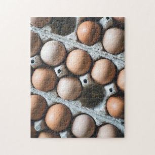 Fresh Chicken Eggs in Carton at Market Jigsaw Puzzle