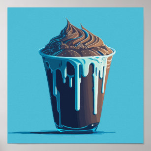 Fresh Chocolate Ice Cream in a Plastic Cup Poster