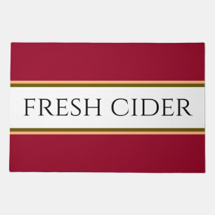 FRESH CIDER Autumn Burgundy Red White Stripes Doormat