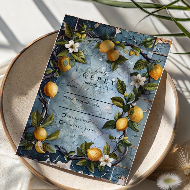Fresh Citrus Botanical Wedding RSVP Card (Creator Uploaded)