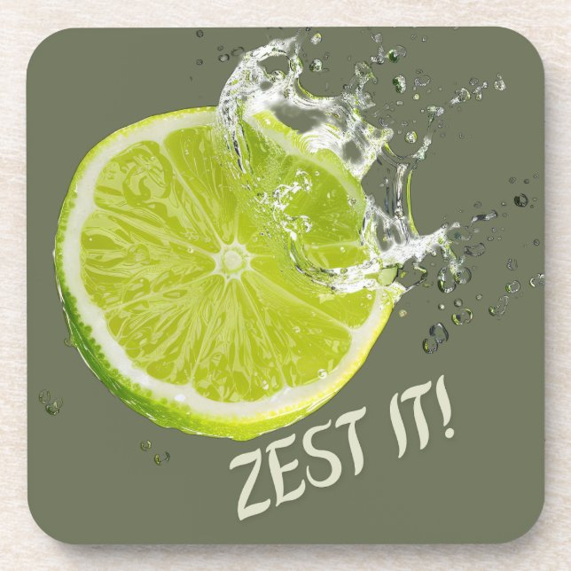 Fresh Citrus Coaster Set- Lime Design (Front)
