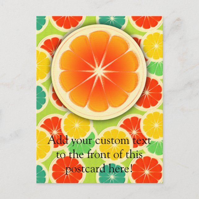 Fresh Citrus Fruit Design, Cute Colorful Postcard (Front)