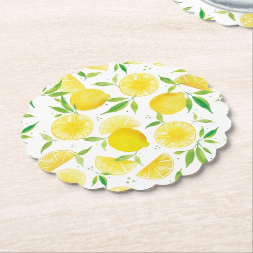 Fresh citrus fruit pattern paper coaster