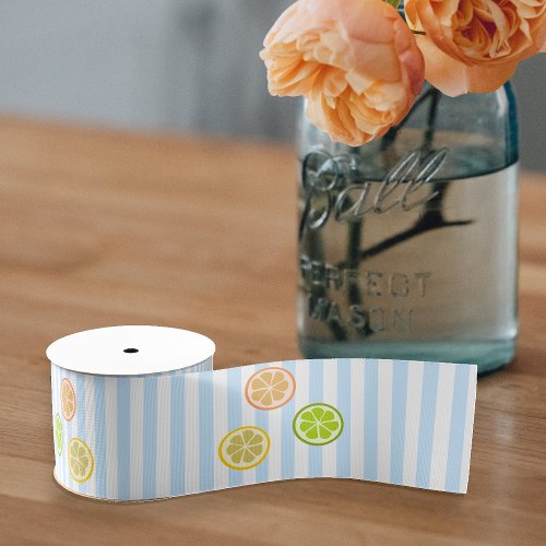 Fresh Citrus Fruit Slice Orange Lemon Lime custom Grosgrain Ribbon