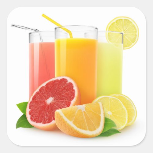 Fresh citrus juices square sticker