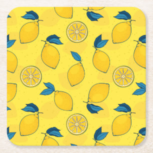 Fresh Citrus Lemon Square Paper Coaster